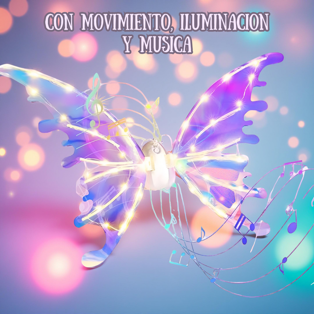 Alas Mariposa Con Movimiento Luz Led Y Musica