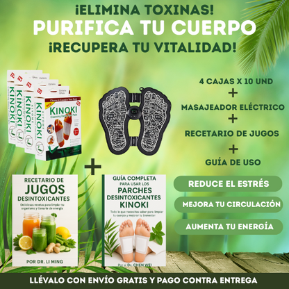 Parches Detox Kinoki X4+ Tapete masajeador + Doble obsequio